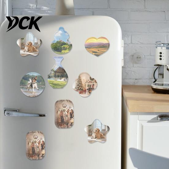 Magnetic Picture Frames 10Pcs DIY Fridge Magnet Kit, Clear Acrylic Photo Frame Set Set, Custom Making Kit for Crafts, Kitchen, Classroom Mini