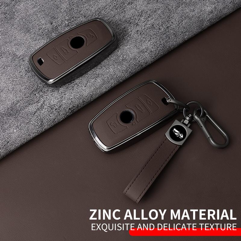 BBKC8 Leather Alloy Car Smart Key Case Cover Shell For BMW 530i 550i 320i 1 2 3 4 5 Sery 118i 225i M240i F20 F21 F30 F31 F25 F01 F02
