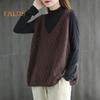 Frühling Herbst Damen Weste Strickpullover Retro V-Ausschnitt Locker Ärmellos Einfarbig Pullover Aushöhlen Rautenstruktur Alltagskleidung Top