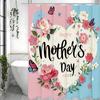Mother's Day Love Floral Butterfly Shower Curtain, Bathroom Decorative Shower Curtain, Waterproof Shower Curtain with Hooks