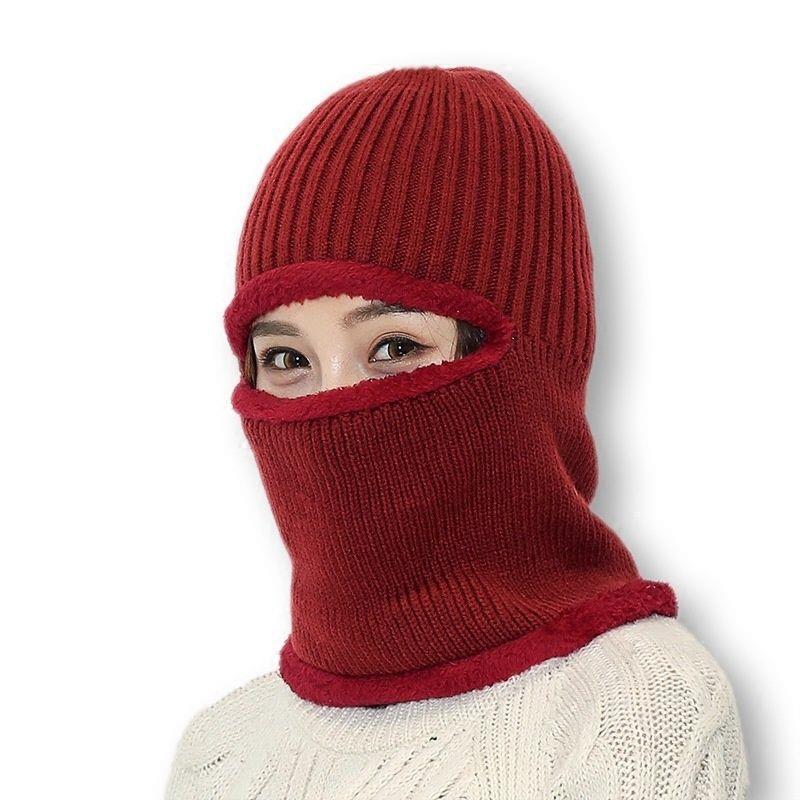 Winter, Unisex, Knitted, Pullover Hat, Masked, Warm and Plush, Thick Windproof, Cycling Ear Protection Hat, Winter Hat