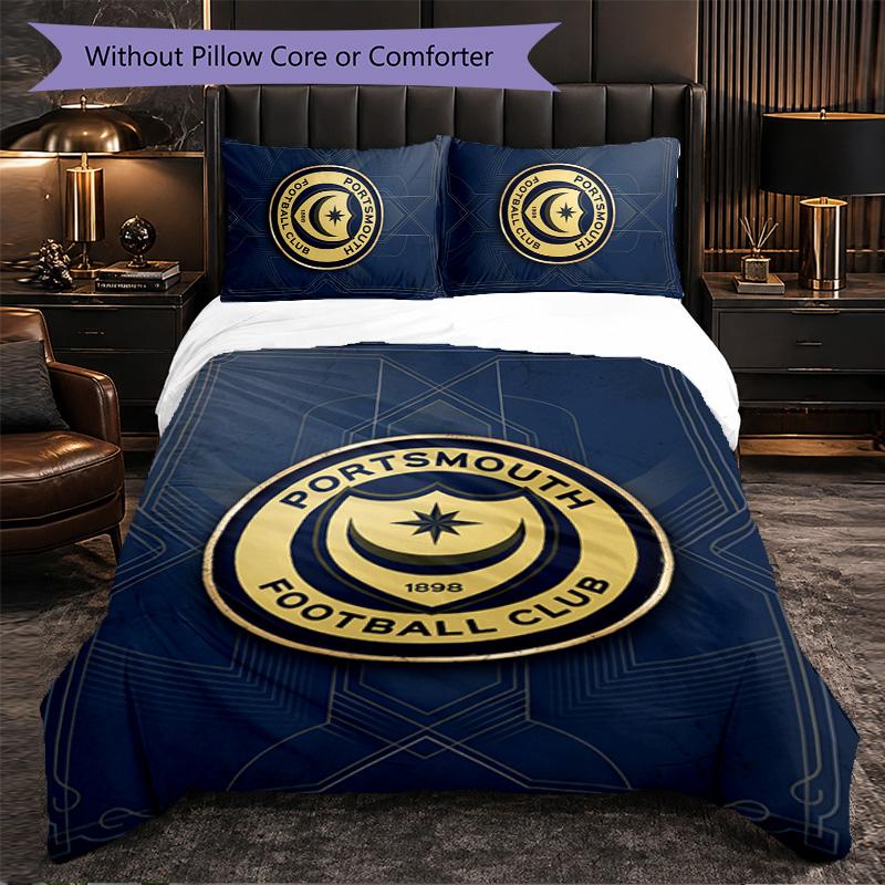Biancheria da Letto a Tema Portsmouth FC Set 3 Pezzi Copripiumino Biancheria da Letto Decorativa Per Stanza Adolescenti Decorazione Casa