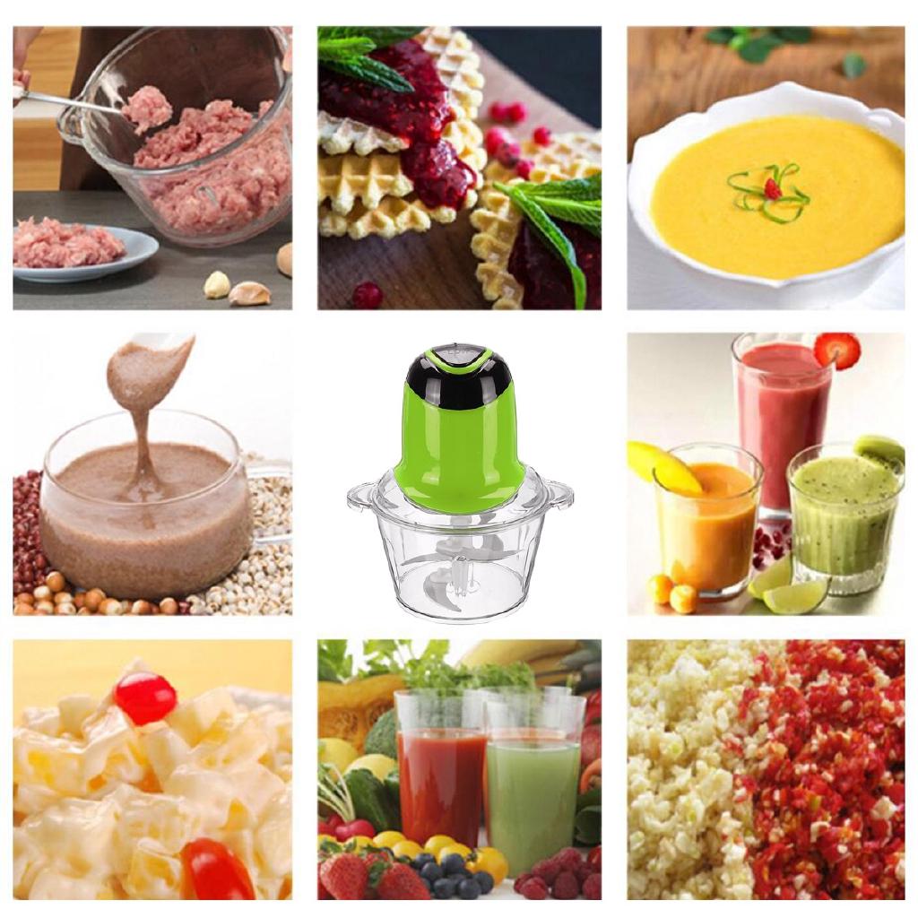 Haushalt Elektrisch Doppelte Geschwindigkeit Küche Fleischwolf Zerkleinerer Reibe Lebensmittelzerkleinerer Edelstahl Elektrisch 2L