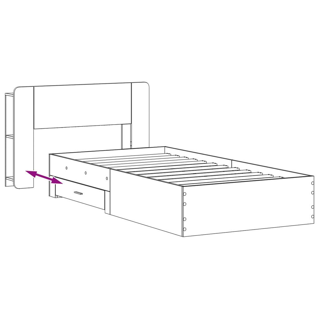 Bed Frame with Storage Space Concrete Grey 80 x 200 cm Particleboard