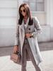 2021 Women's Autumn/Winter Wool Coat - Solid Color, Mid-length with Tie-up