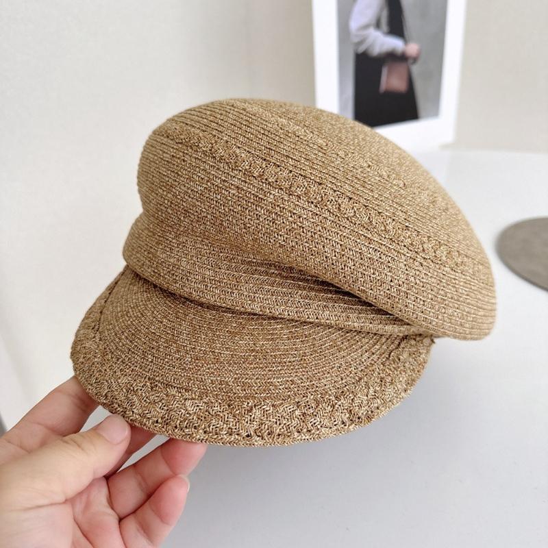 New Japanese Hats For Women Solid Plain Octagonal Newsboy Cap Ladies Summer Casual Straw Hat Beret Painter Cap Military Bonnets