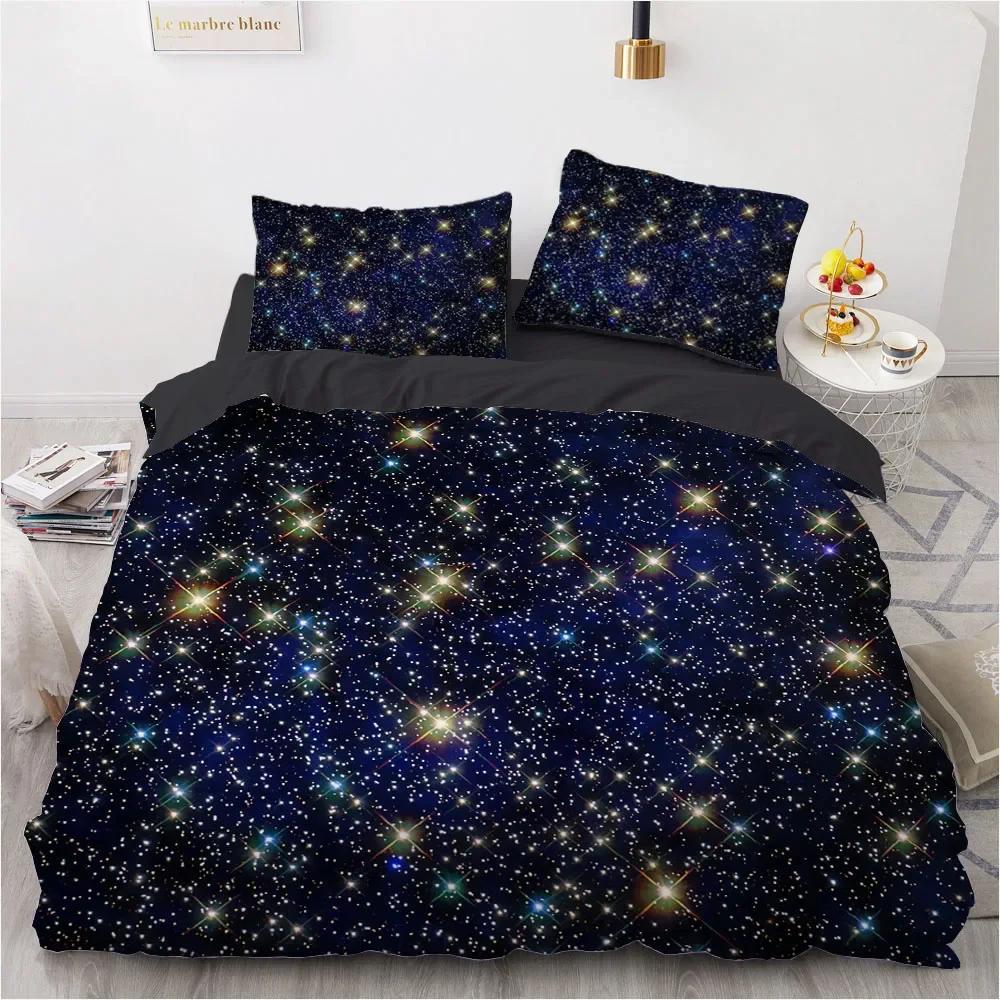 3D Galaxy Starry Sky Comfortable Duvet Quilt Cover Pillowcase Bedding Set Children Bedroom Decoration Home Textile