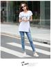 Women's Mid-Length Loose Letter T-Shirt, Korean Style Summer Casual Half-Sleeve White Top