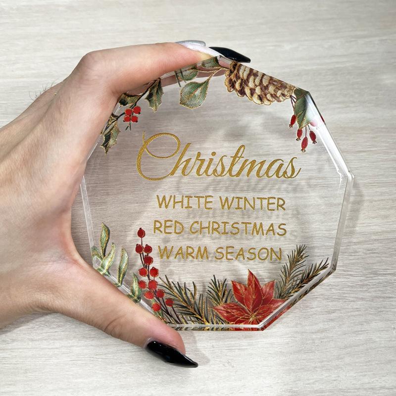 Weihnachtsgeschenkdekoration für Freunde und Verwandte Neunseitige Kristall-Acryl-Dekoration