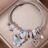 Stylish Diamond Heart & Butterfly Pendant Bracelet with Personality