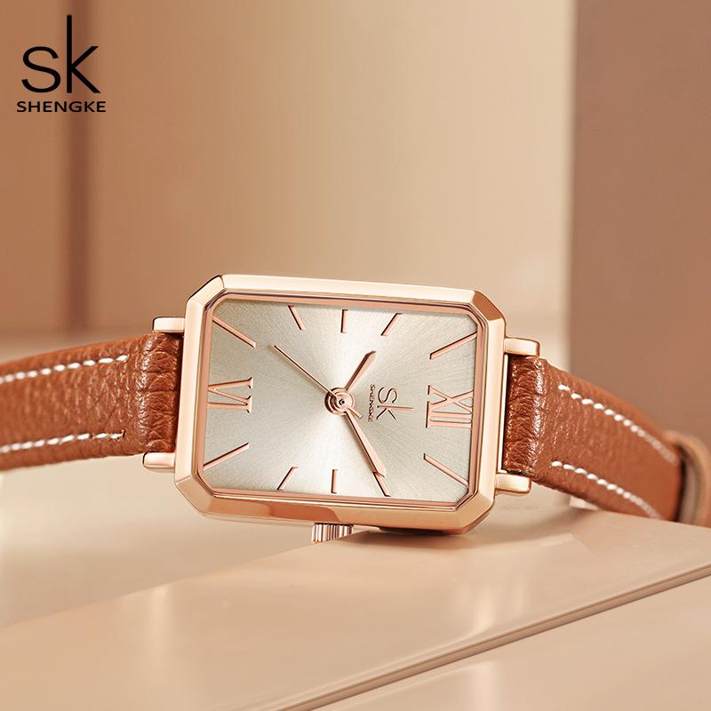 Yonghong Women'S Watch Women'S Niche High-End Temperament Small Brown Watch Square Watch Women'S Guangzhou Watch 0185