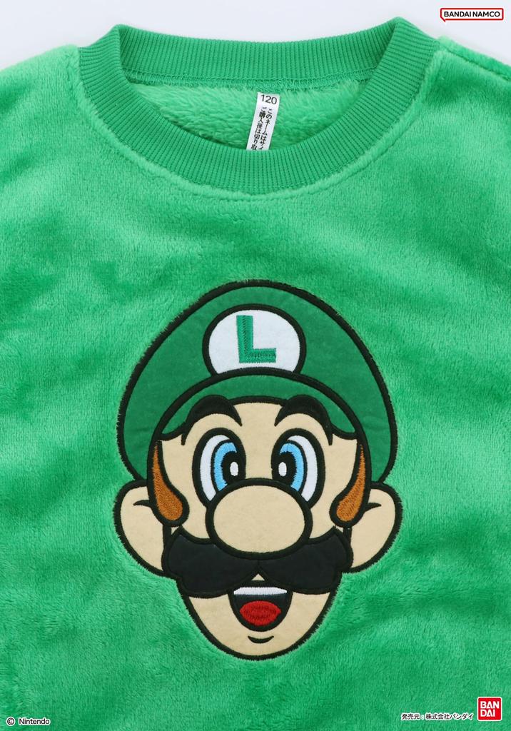 Kaitak Family Super Mario Kids' Long Sleeve Fleece Pajamas for Winter, Red and Green, Sizes 100cm, 110cm, 120cm, 130cm, and 140cm (130cm, Green)