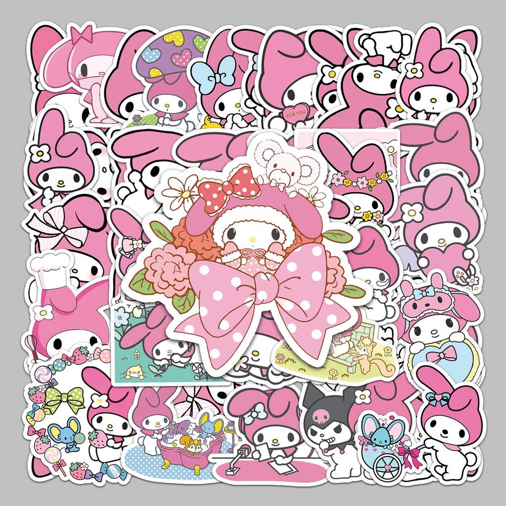 Cartoon Rabbit Melody Stickers: 50 Sheets for Notebooks, Journals, Suitcases, and Cars