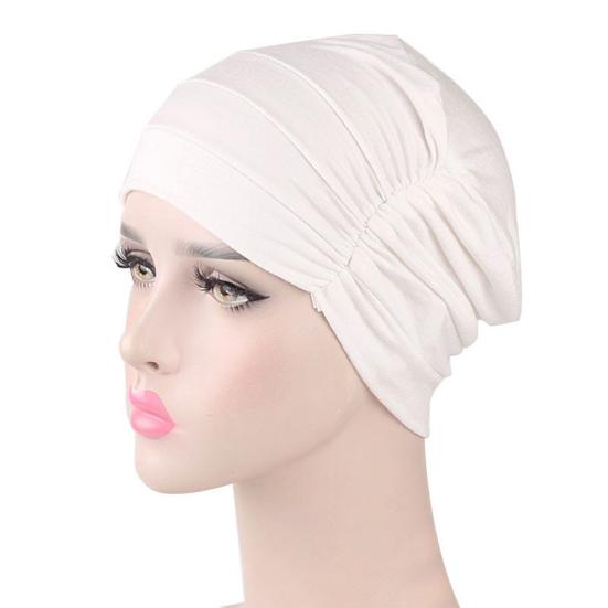 Solid Color Men Women Pleated Cotton Beanie Cap Hair Loss Sleeping Chemo Hat