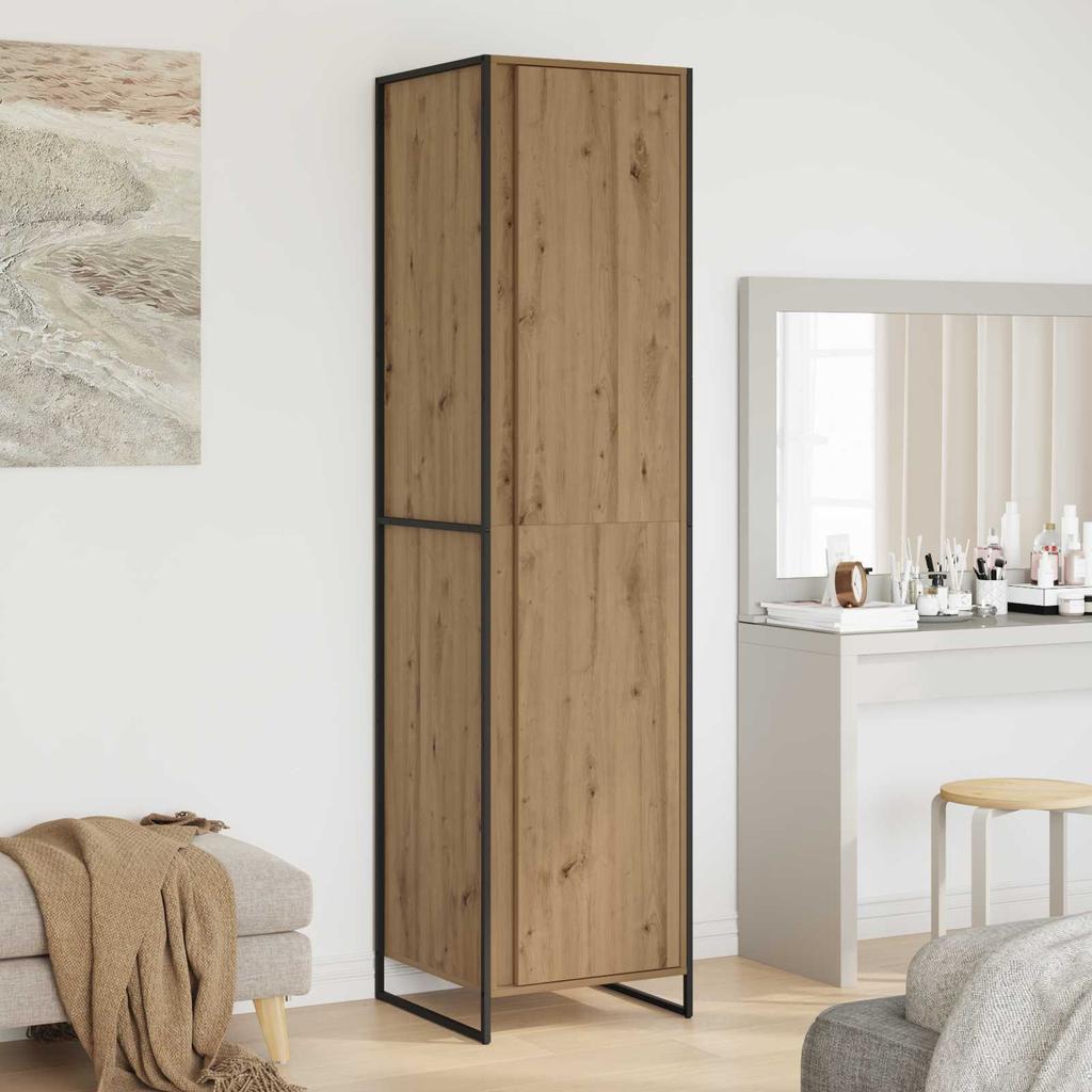Wardrobe Rustic Oak Finish 50 x 50 x 200 cm Engineered Wood