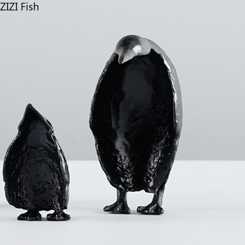 Metall Pinguin Statue Dekoration Kreative Tierstatue Handwerk Desktop Dekoration Modern Leichter Luxus Heimdekorationszubehör