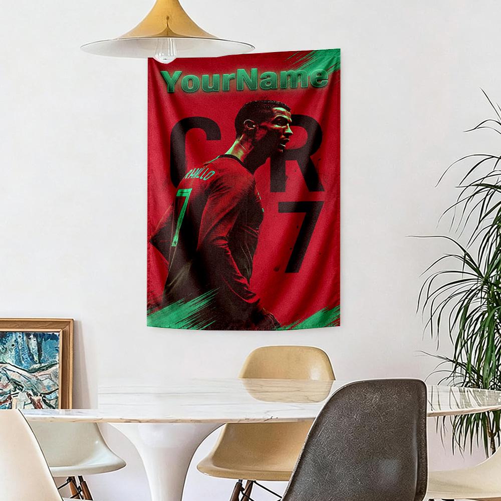 Cristiano Ronaldo Custom Your Name Wall Decor Tapestry Art For Pet Memorial Birthdaywedding Party Backdrop Family Gift