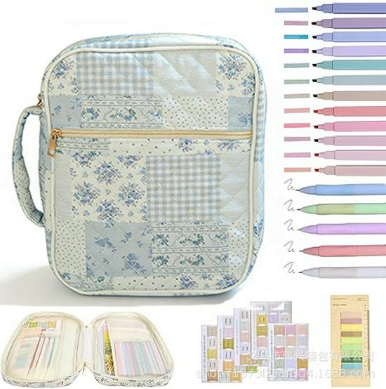 Large Capacity Quilted Cotton Book Storage Bag - Portable, Dustproof Cover