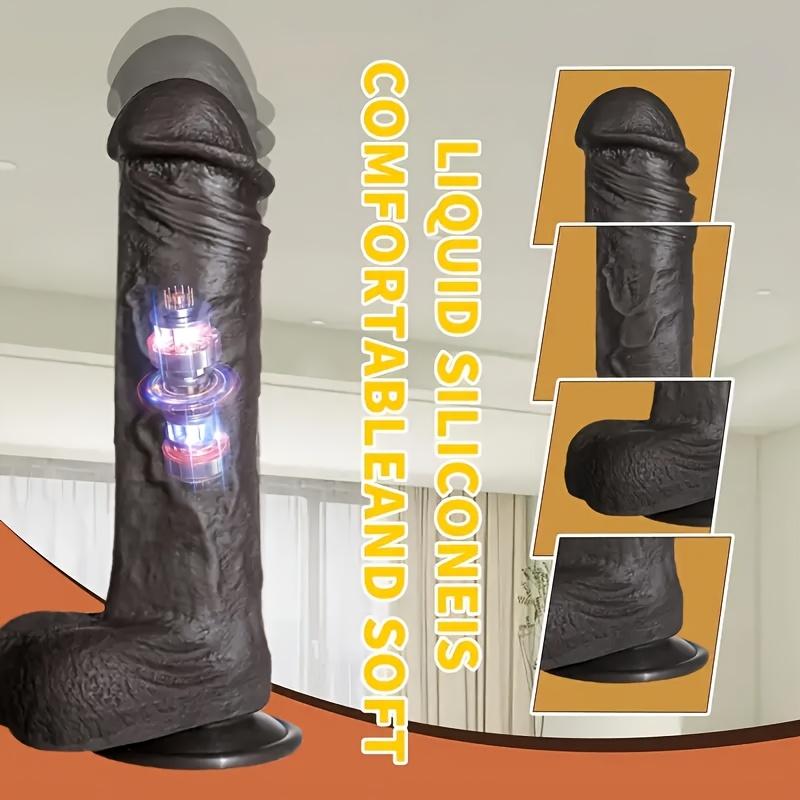 8.66in 4-in-1 Heated Liquid Silicone Dildo 10 Frequency Vibration Modes,360° Rotation,Wireless Remote Control,Infrared Sensor,Couples' Adult Intimacy