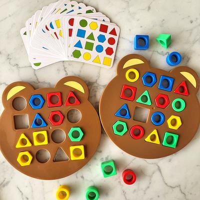 Children Matching Puzzle Toys Colors Geometric Shape Jigsaw Board Games Early Educational Interaction Toys For Kids Games