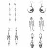 Metal Ghost Ear Studs Skeleton Skull Dangle Earrings Exaggerated Halloween Earrings  Unisex
