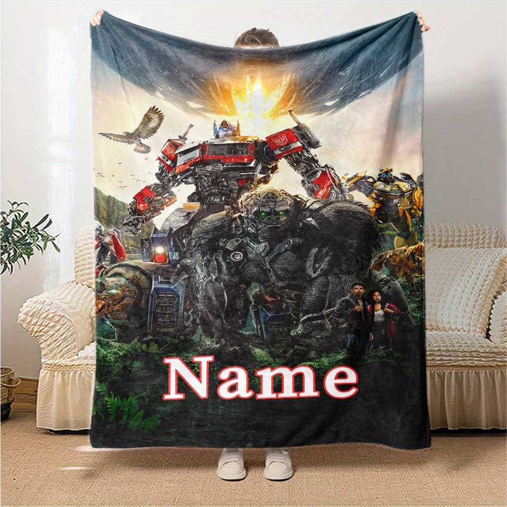 Love Transformers (8) Customize Your Name Blanket Lightweight Personalized Blanket Soft & Cozy for Picnics Seaside Office Home Decor