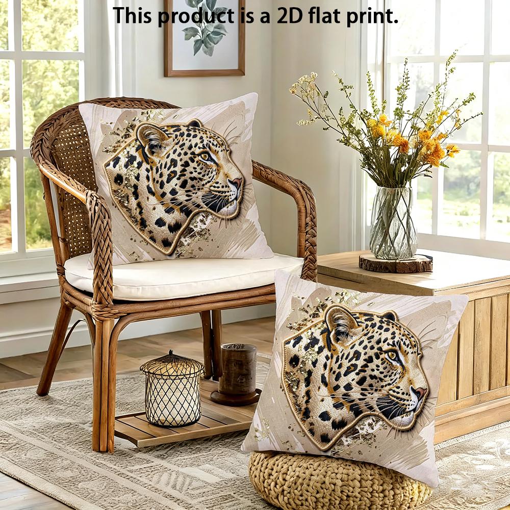 2 Pezzi Copricuscini Decorativi Lussuosi con Stampa Leopardo Dorato Cuscini Decorativi Animali Selvatici per Divano Camera da Letto Soggiorno