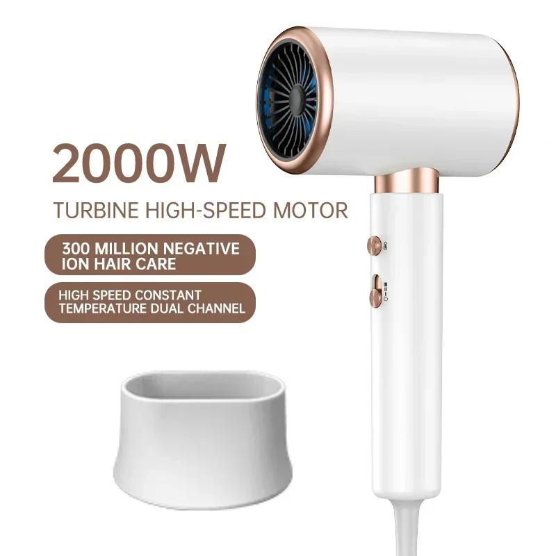 2000W Professional Ionic Hair Dryer Low Noise 3-Speed Dual Temp Lightweight Salon Home Hair Care Styling Tool
