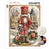 Christmas Nutcracker Soldier Pearl Painting with Frame 3D Sparkling Canvas Art Relaxing Craft for Bedroom Wall Decor Gift and Holiday Decor