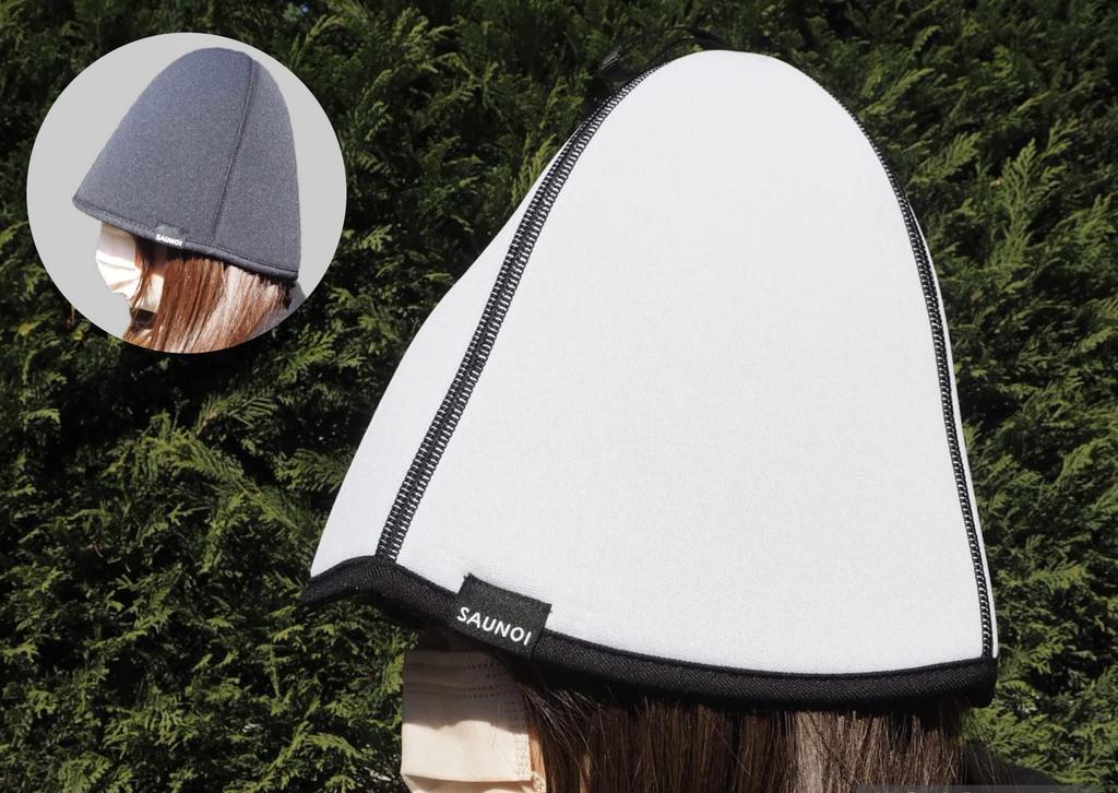 SAUNOI SABOU Sauna Hat, Lightweight, Washable (Ice Gray x Black)