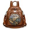 Female Embroidered Backpack Multi-Use Leather Backpack Student Schoolbag