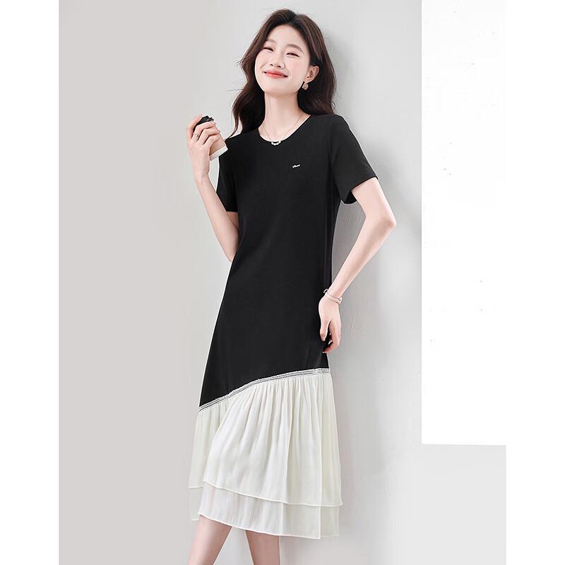 Women's Elegant Short-Sleeve A-Line Midi Dress