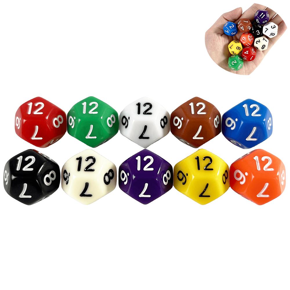 Multi-sided Dice 177mm TRPG DND Digital Dice Game Collection 12 Sided 10 Pieces for Board Games