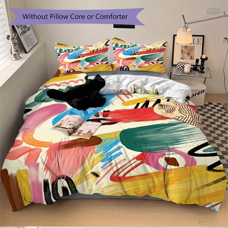 3pcs Abstract Art Print Bedding Set, Breathable and Soft, Suitable for All Seasons, Ideal for Home Use, Suitable for Bedroom Decor 21135