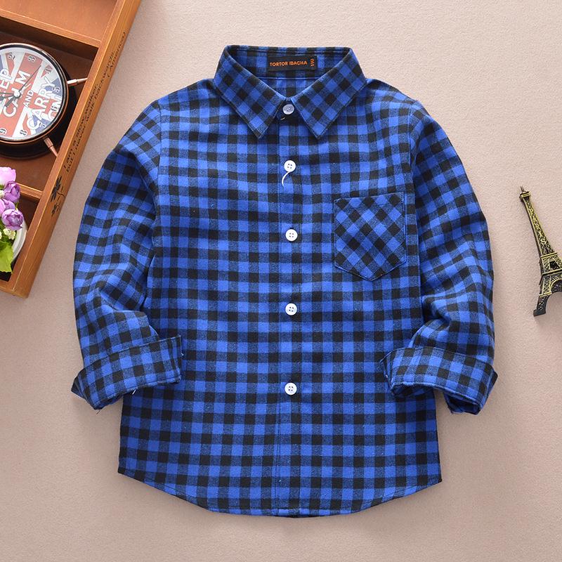 Spring 2025 Boys' Long Sleeve Plaid Korean Style Casual Shirt for Inner and Outer Wear