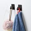 2Pcs Black Adhesive Wall Hooks - Waterproof Towel Hooks for Kitchen, Bathroom, and Office