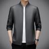Simple Casual Stand-up Collar Men's Leather Jacket Spring and Autumn New Middle-aged Thin Loose Leather Jacket