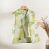 Green lotus brocade jacquard vest women's new product diagonal placket stand-up collar temperament sleeveless vest