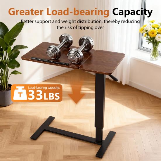 Mobile Standing Desk 31.5" with 70-degree Tiltable Desktop, Overbed Bedside Table Rolling Wheels, Height Adjustable Laptop for Home Office, Bed, Sofa
