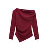 Jnleaog Autumn New Women's Clothing Fashion Style Stylish Fashionable Asymmetric Stretch Tops 3644328