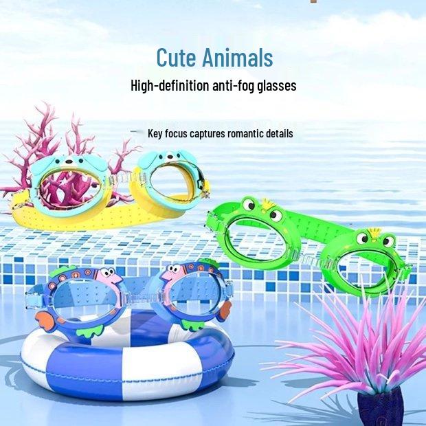 Kids' Pink Cartoon Anti-Fog Swim Goggles - Waterproof, HD Vision for Toddlers