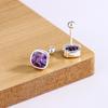 Purple Geometric Square Diamond Stud Earrings - Elegant French Fashion Design