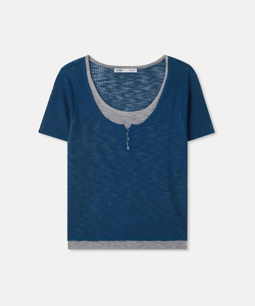 MIXXO Layered Short Sleeve Knit Re Kag614T_Miwkag76Qt