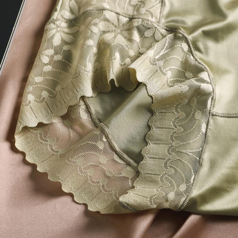 2024 Autumn/Winter Women's High-Waisted Breathable Lace Panties with Silky Cotton Antibacterial Crotch