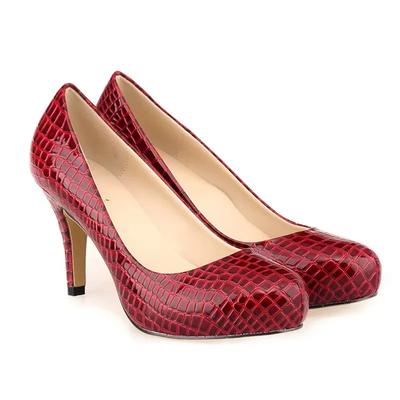 Women Pumps Sexy Crocodile Pattern Leather Fashion Shallow High Heels Slip On Ladies Black Office Casual Party Wedding Shoes