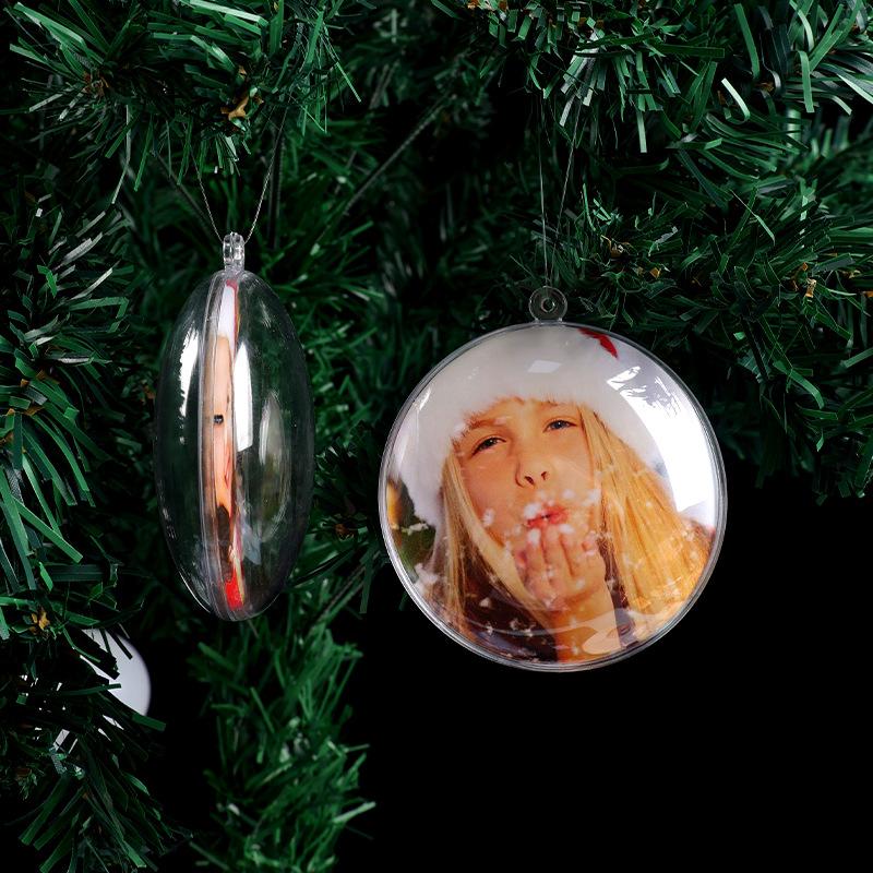 5Pcs Oblate Clear Plastic Ornament 3.5 Inch Christmas Fillable Hanging Flat Balls Bauble DIY Craft Xmas Celebration Decor