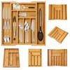 Expandable Cabinet Drawers Dividers Bamboo Grooved Cutlery Tray Utensil Drawer Organizer  Bathroom