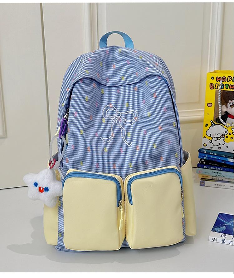 School Bag Summer New School Bag Women's Japanese Ins Small Fresh Cute Girl Heart Bow College Wind Travel Backpack