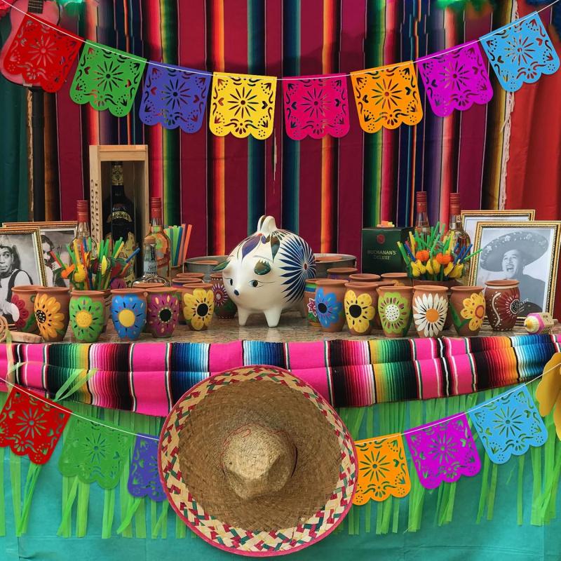 Mexican Party Decorations Banner Colorful Día De Los Muertos Papel Picado Banner Carnival Birthday Baby Shower Party Decor 5