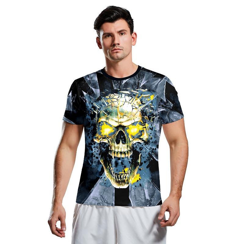 Source, Hot Selling Halloween Ghost Festival Skull Horror Digital Printing Short Sleeve Bottom Shirt